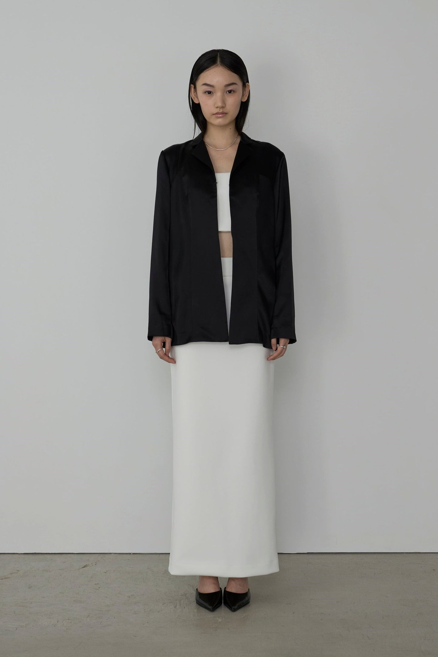 【Order】tailored satin jacket BLACK