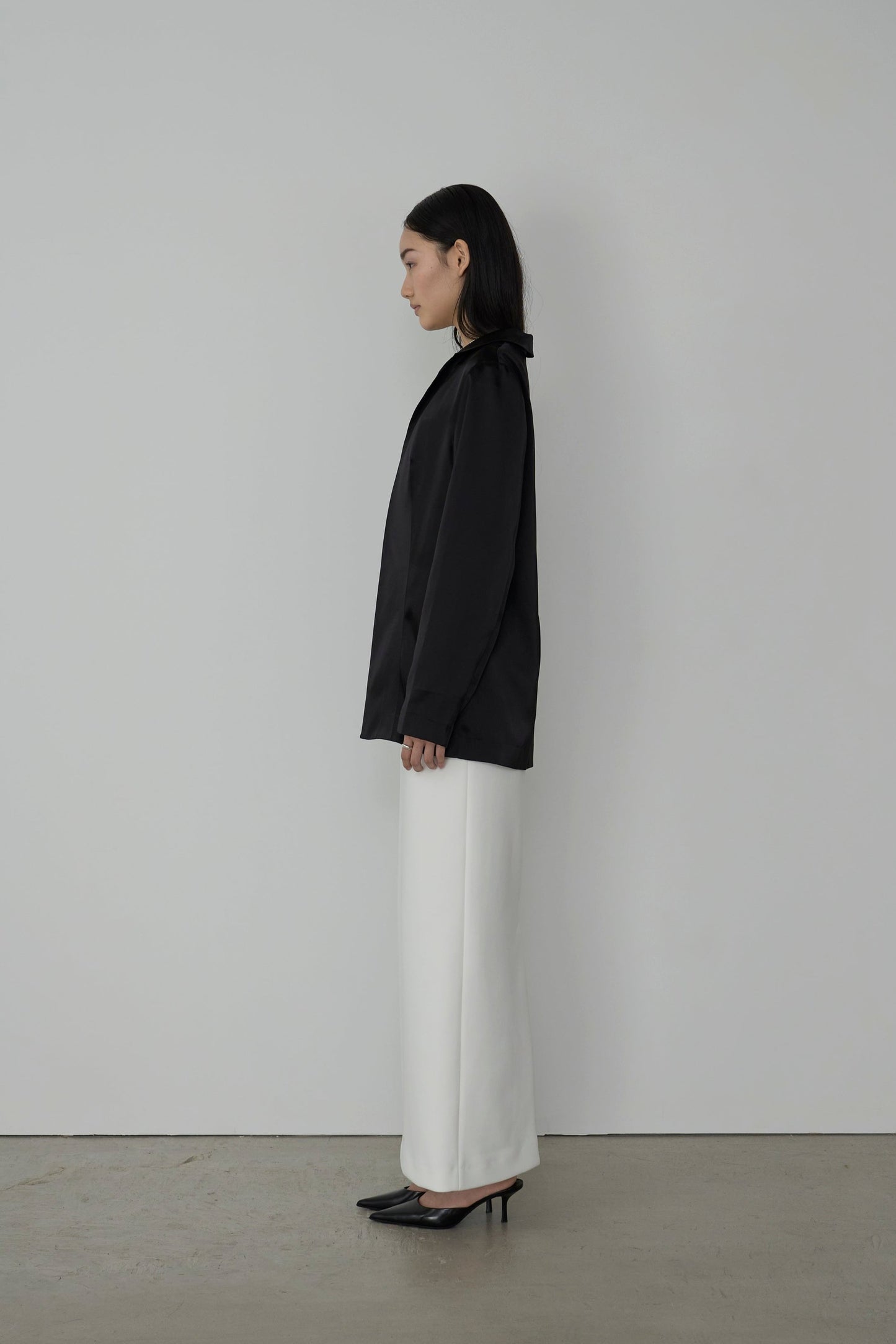 【Order】tailored satin jacket BLACK