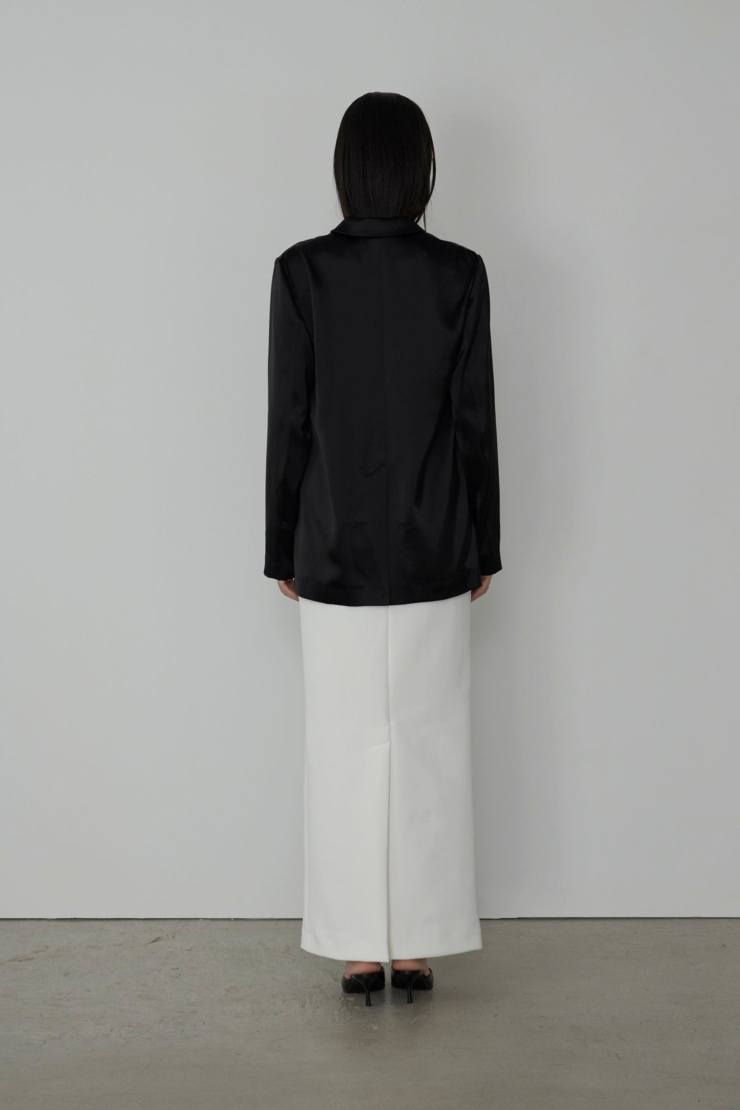 【Order】tailored satin jacket BLACK