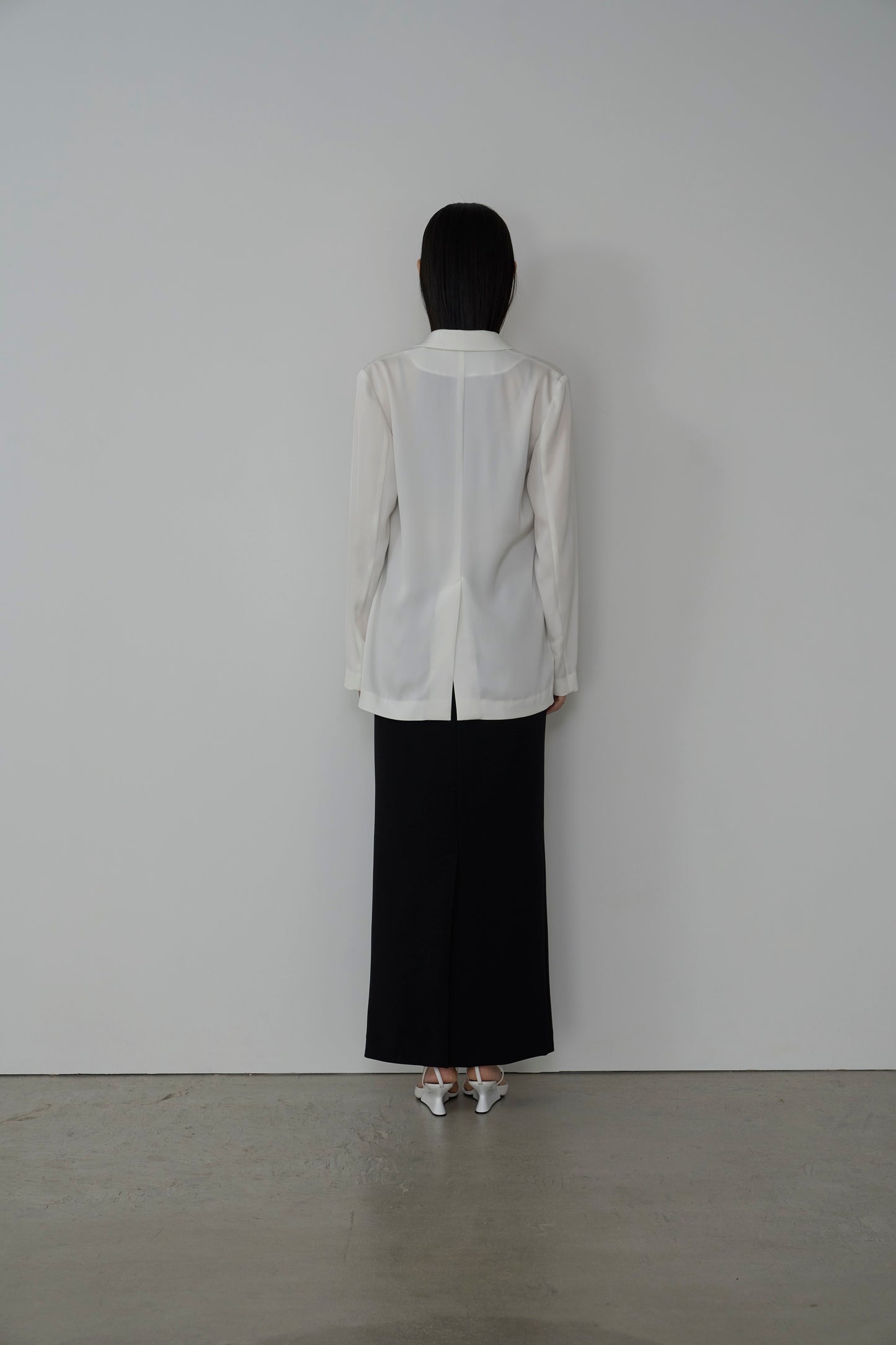 【Pre-Order】tailored satin jacket WHITE