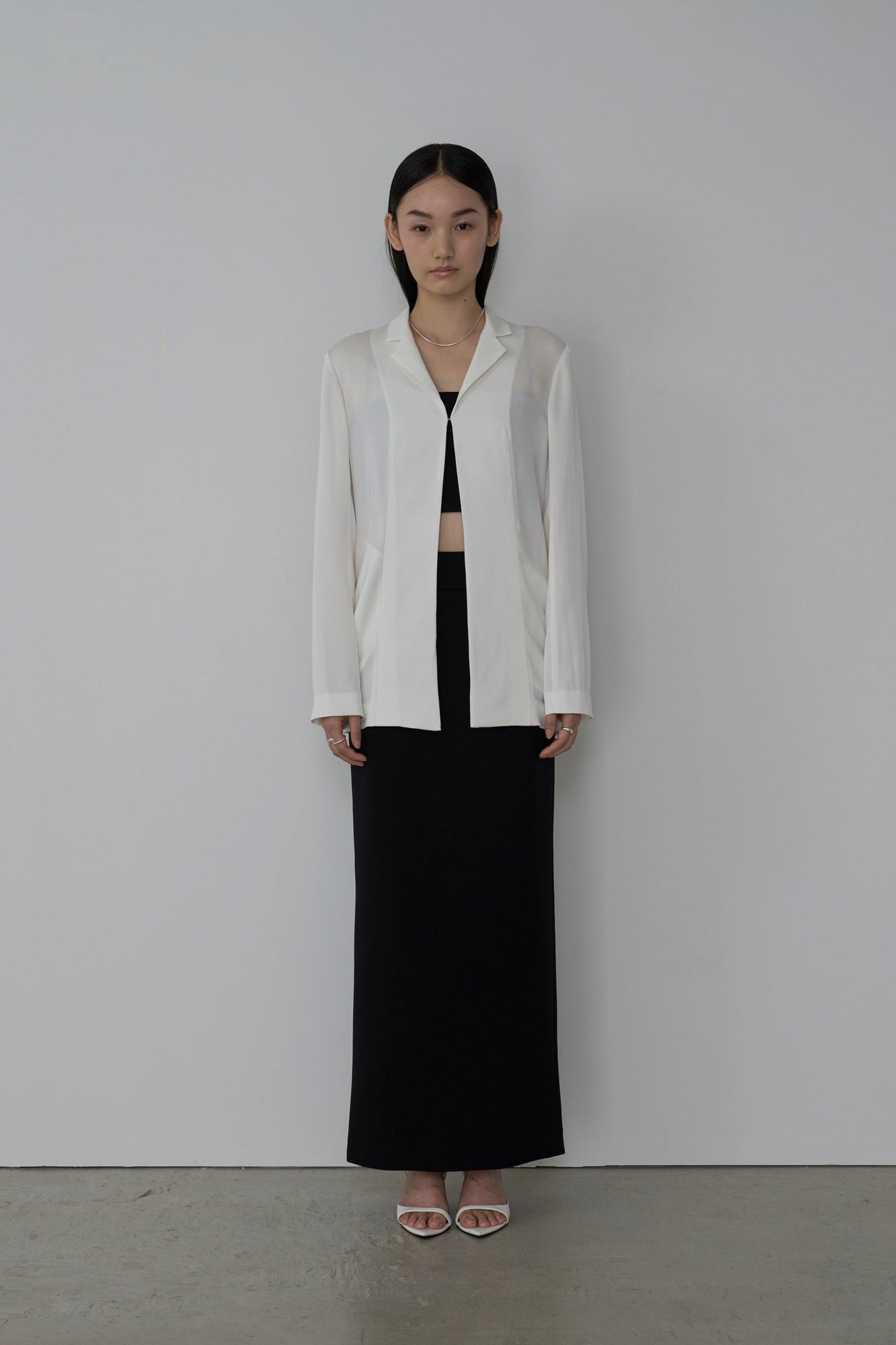 【Pre-Order】tailored satin jacket WHITE