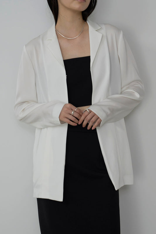 【Order】tailored satin jacket WHITE