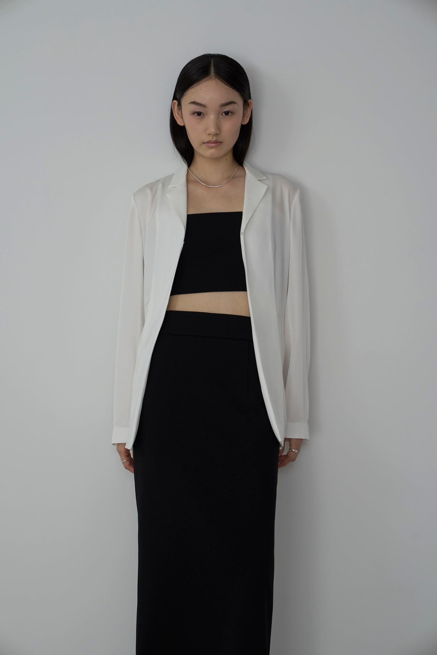 【Pre-Order】tailored satin jacket WHITE